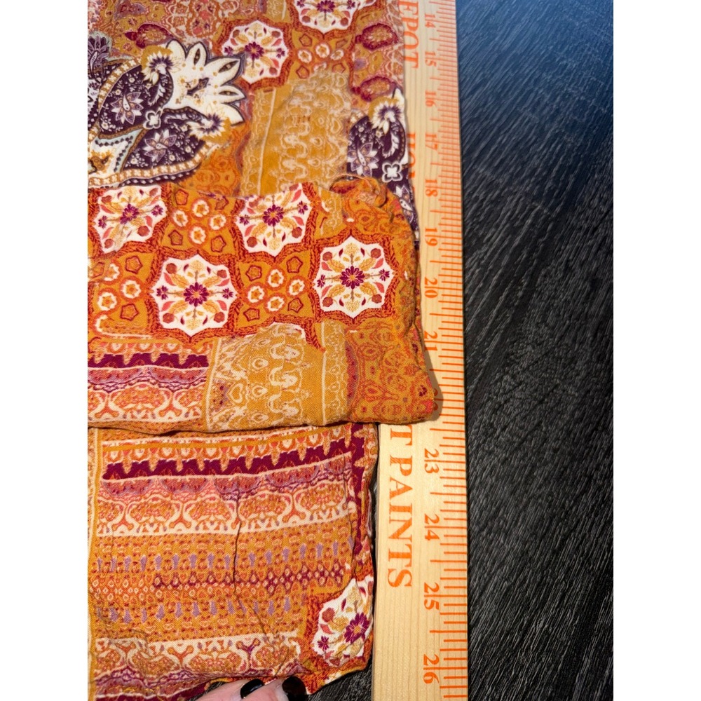 Xhilaration Wide Leg Patchwork Print Pants in Mustard, Rust & Purple - Picture 5 of 5